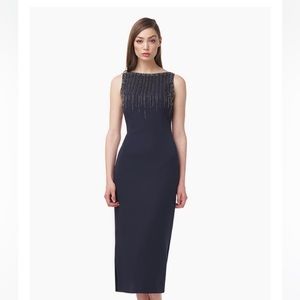 JS collections Elsa boat neck midi dress